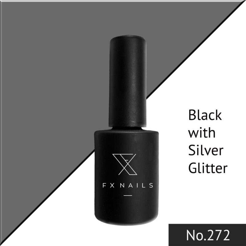 Ημιμόνιμο Βερνίκι AnGel FXnails 15ml No.272 Black With Silver Glitter 1